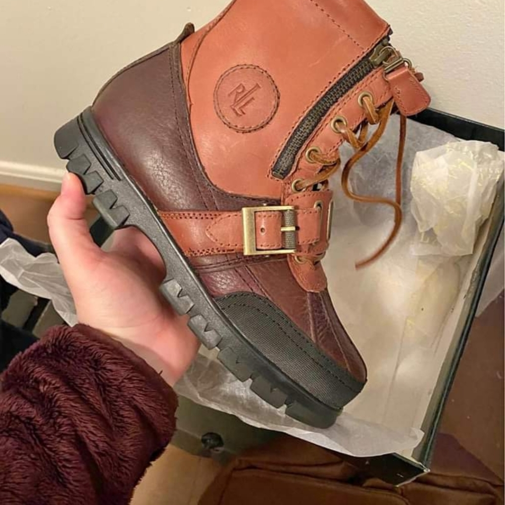 BOYS YOUTH POLO RALPH LAUREN LEATHER BOOTS